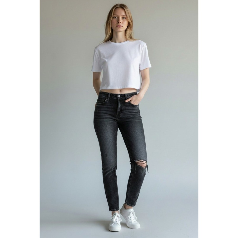 MOUSSY VINTAGE Black Acid Wash Distressed Skinny Jeans Edgy‎ Size 24